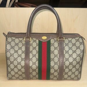 Gucci Beige and Brown Monogram Satchel